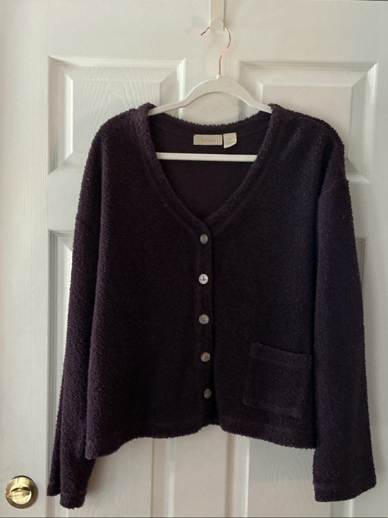 J. Jill Sweaters - J. Jill Plush Deep Plum Button Cardigan